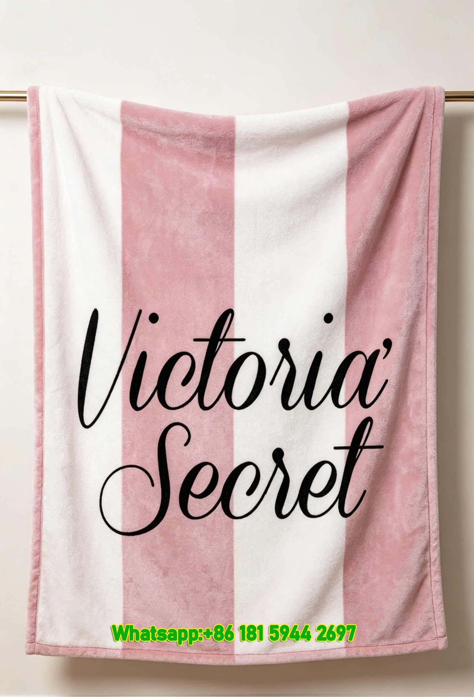 Victoria's Secret Pink White Stripe Flannel Fleece Throw Blanket V026